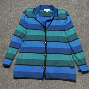 Vintage Nicole Summers USA MADE Cardigan with Gold Button Grandma Color Block